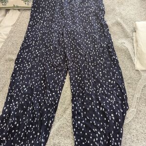 Apt. 9 Navy and White Patterned Wide Leg Pants